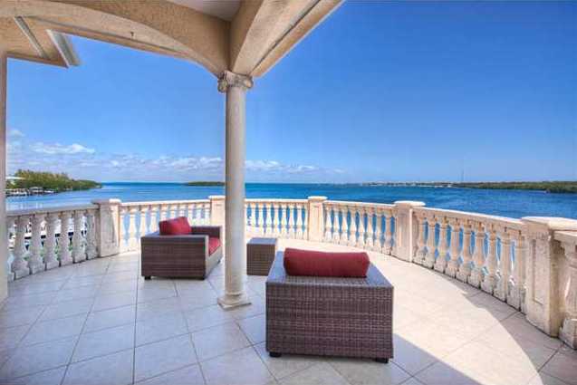 Beautiful water view from this balcony at a luxury home in Key Largo